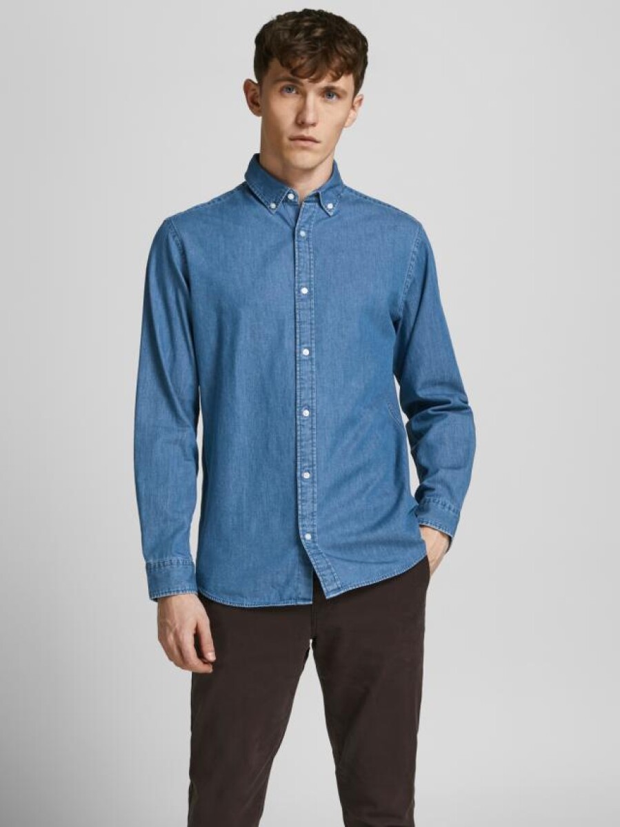 Camisa Plain Clásica Con Acabado Denim - Light Blue Denim 