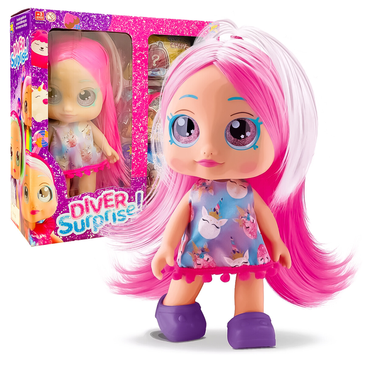 Muñeca Bebota Diver Surprise Rosa 26cm Con Accesorios 
