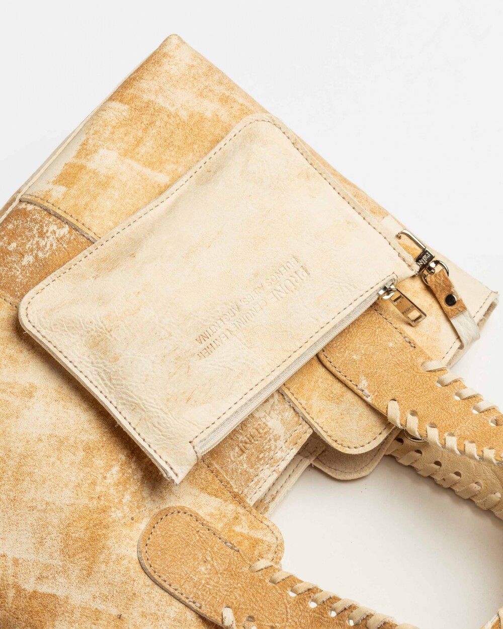 Cartera de mano The Braided en cuero vegetal liso Natural