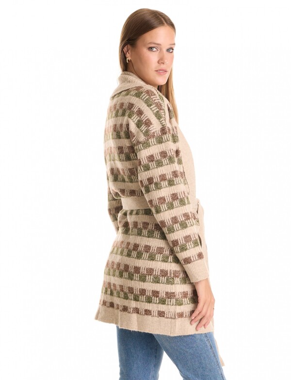 Cardigan Jacquard Lazo BEIGE/MULTI