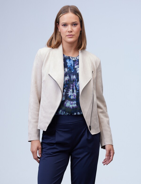 Chaqueta Suede Zip BEIGE