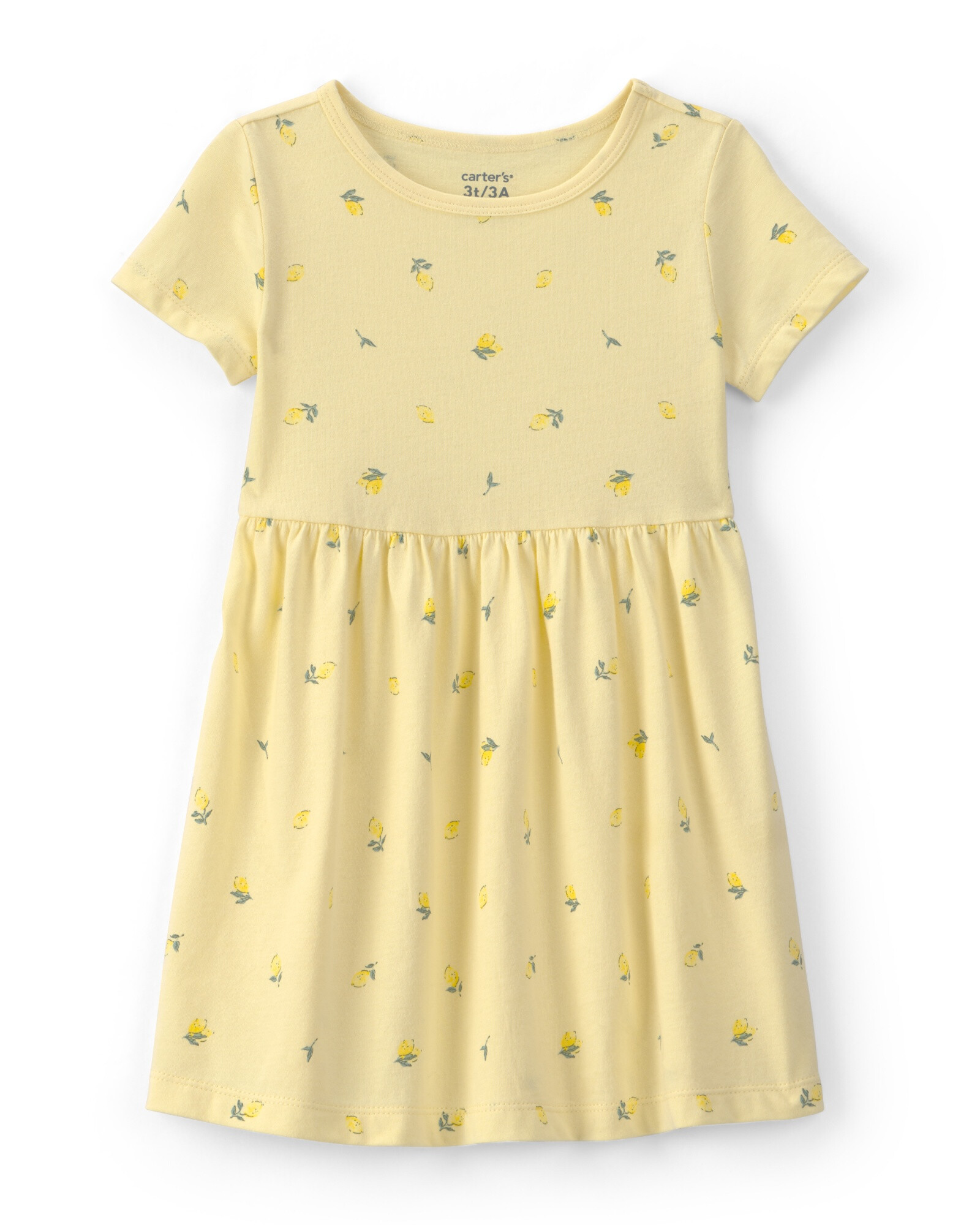 Vestido de algodón, manga corta, amarillo, diseño limones Sin color