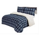 Acolchado RED FLEX de Corderito y Sherpa QUEEN 250x230 AZUL CUADROS
