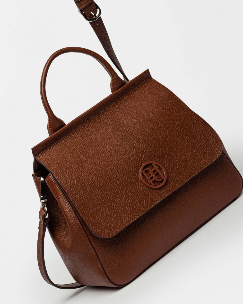 Cartera de Mano Catalana En Cuero Graneado Tabaco