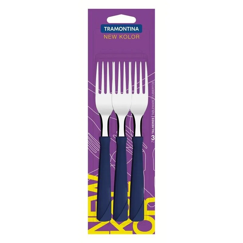 JUEGO 3 TENEDORES MESA NEW KOLOR AZUL -TRAMONTINA - 23162/310 JUEGO 3 TENEDORES MESA NEW KOLOR AZUL -TRAMONTINA - 23162/310