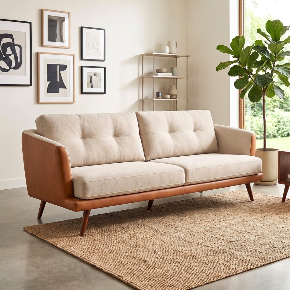 Sillón Sofá Triunfo 3 Cuerpos Marron y beige