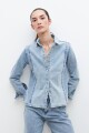 Camisa de jean bicolor jean medio