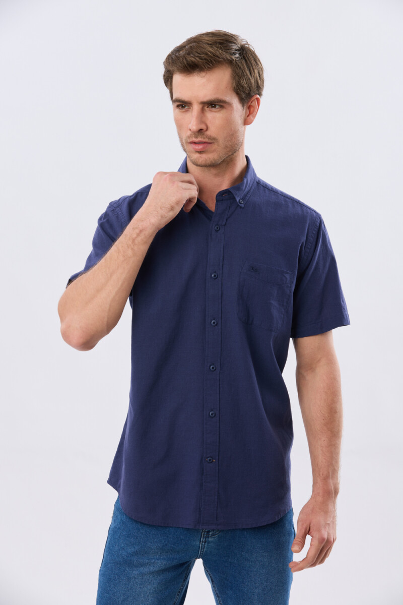 CAMISA LISA DE LINO - Azul 