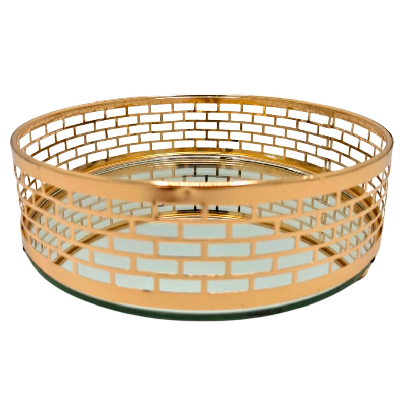 Bandeja Metalica Dorada de 20CM C/ Espejo Bandeja Metalica Dorada de 20CM C/ Espejo