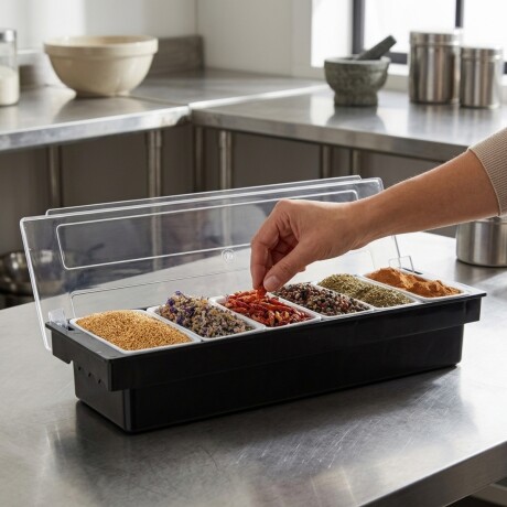 Contenedor Organizador de Alimentos con Tapa x6 de Plástico Contenedor Organizador de Alimentos con Tapa x6 de Plástico