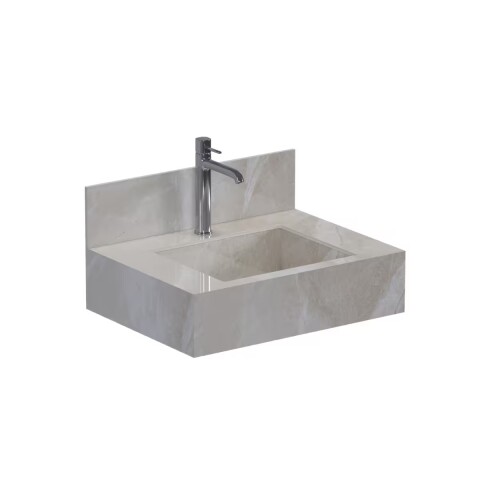 Mueble de baño suspendido de porcelanato Beige Napoles 60 cm con bacha incorporada Mueble De Baño Suspendido De Porcelanato Beige Napoles 60 Cm Con Bacha Incorporada