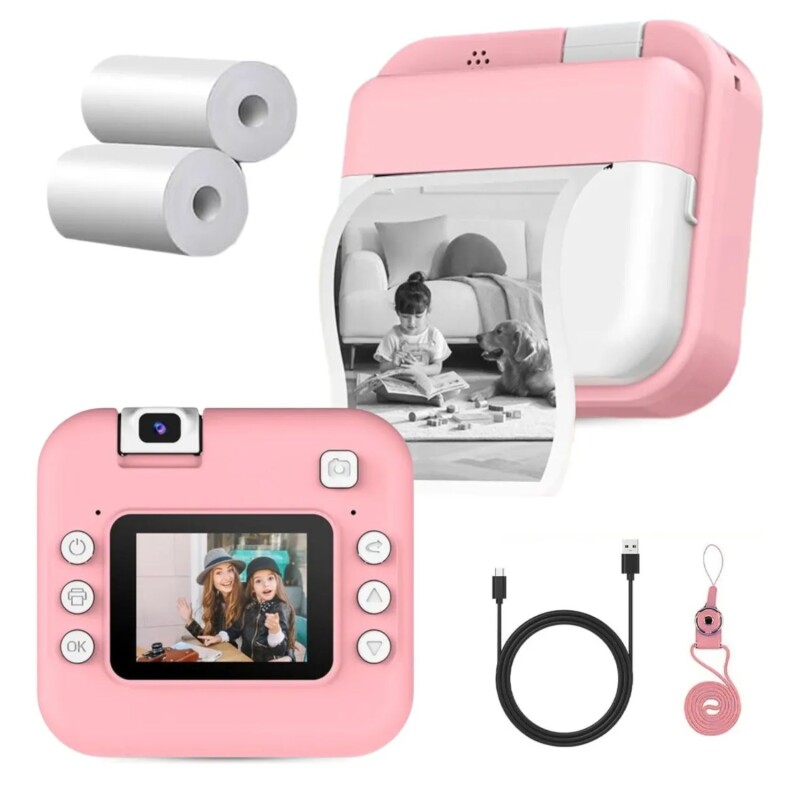 Cámara De Fotos Digital Infantil Doble Modo Instantánea Rosada