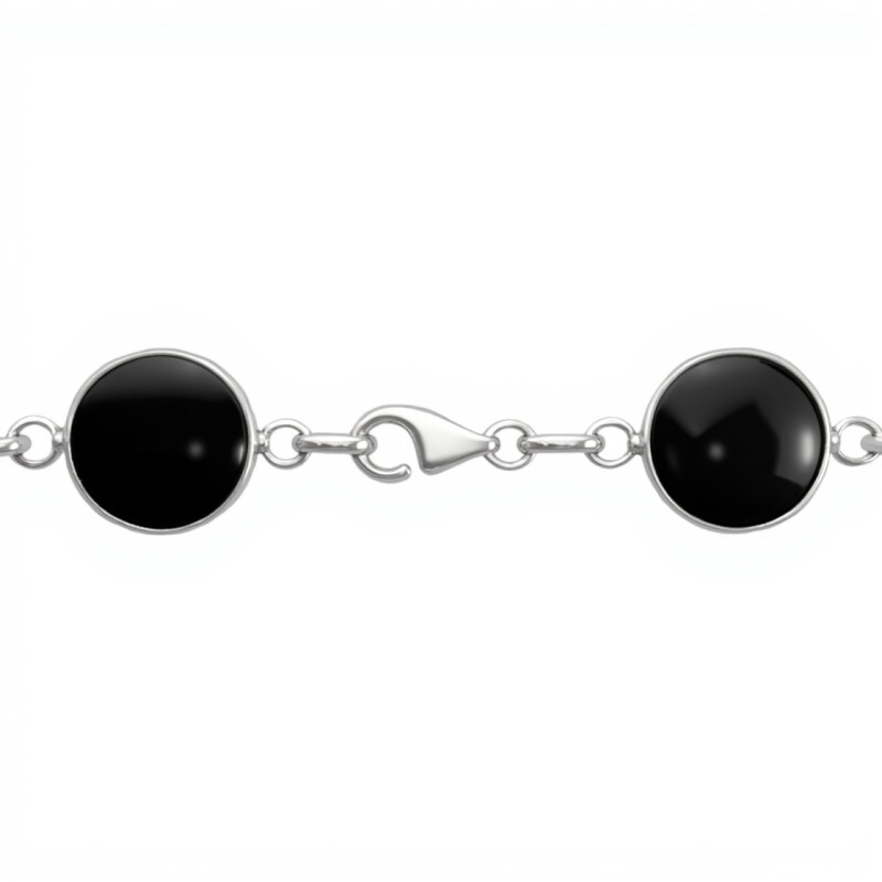 Pulsera circulos - Plata 925 - piedra nacar - piedra onix - PU3894 conpiedra