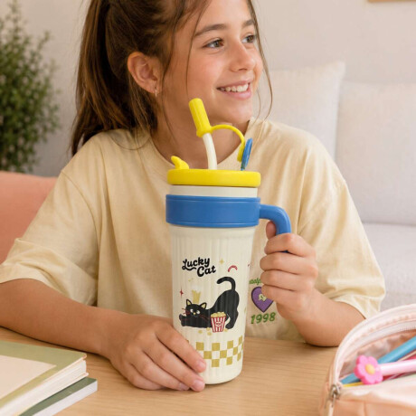 Vaso térmico de acero con sorbito y tapita 750ml Celeste