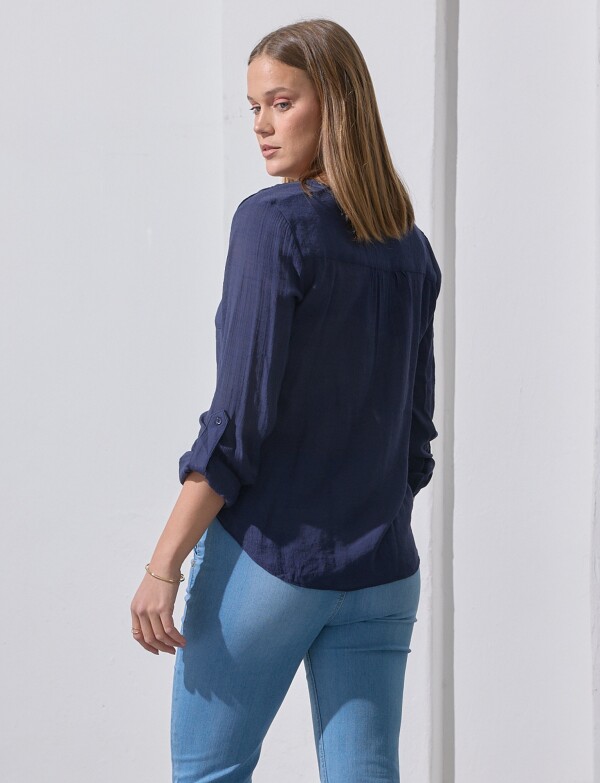 Blusa Nudo Botones AZUL
