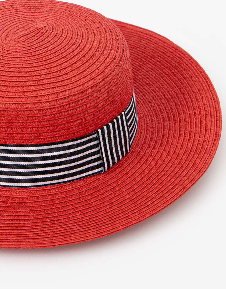 Sombreros Playa Sombrero Efecto Rafia - Rojo Medio