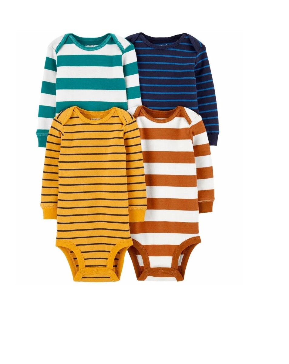 Set de Bodies Carters x4 Talle RN - Strioed Mostaza 