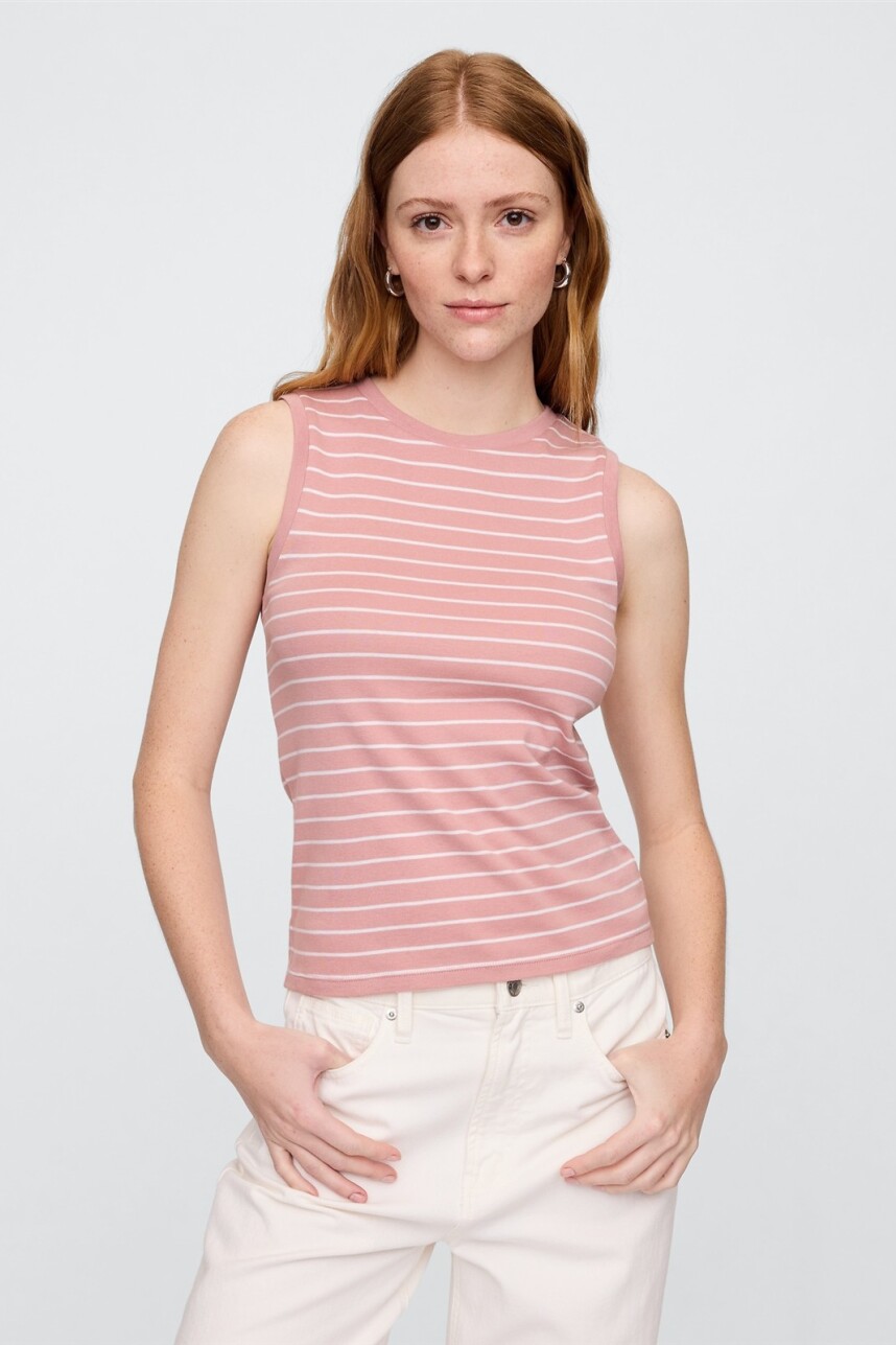 Musculosa A Rayas Mujer Antique Pink