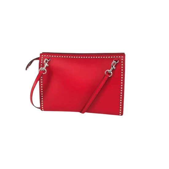 J&M DAVIDSON - Cartera de cuero con tachas, ELLE WITH Rojo