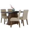 Juego Comedor Lumax Mesa Rustic Negra + 4 Sillas Fiona Crema