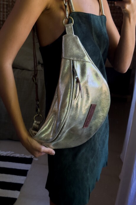 Leather Fanny Pack Shinny Champagne