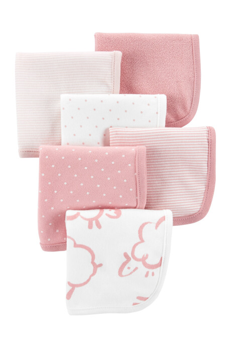 Pack seis paños de algodón para aseo, rosados Pack seis paños de algodón para aseo, rosados