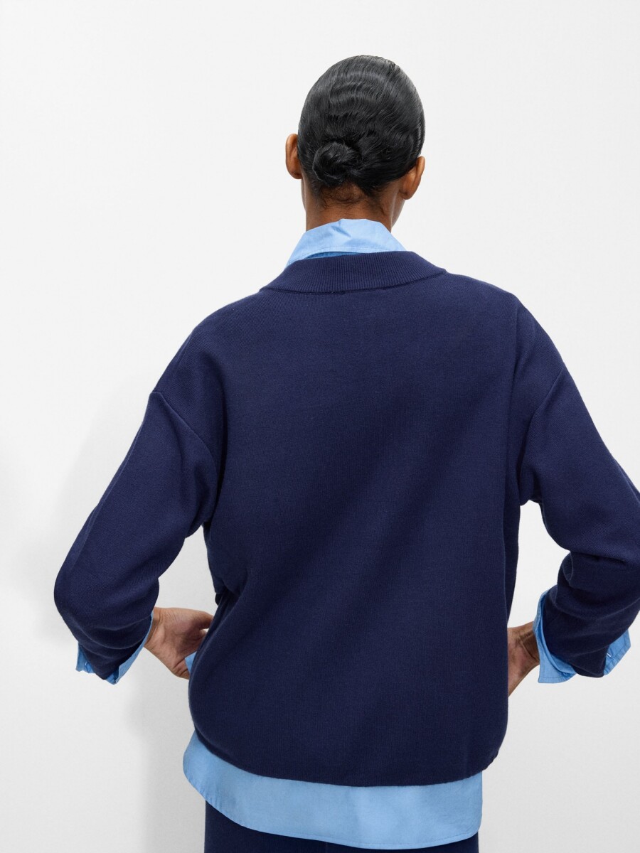 Cárdigan De Punto Con Bolsillos azul-marino