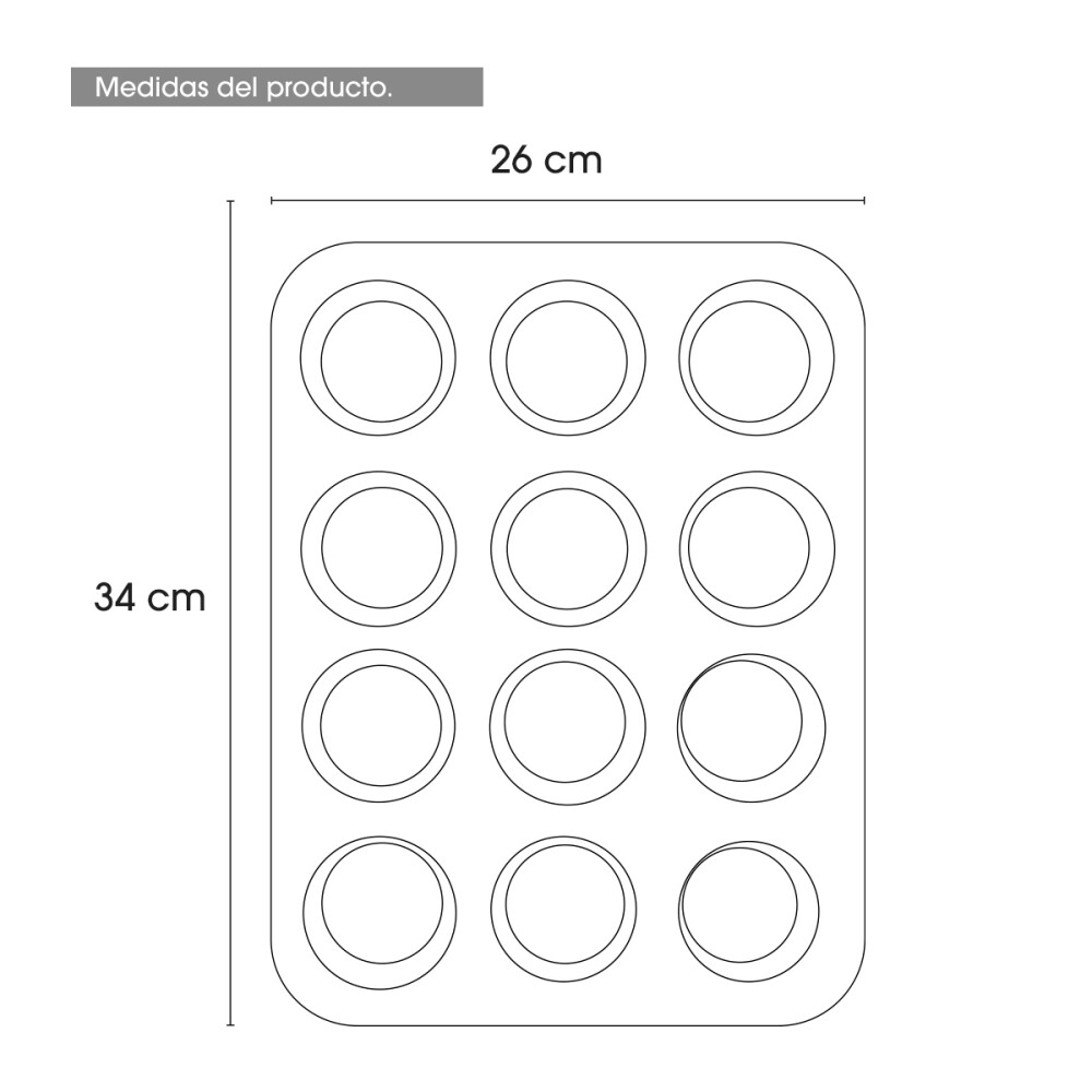 Molde De Teflon Muffins X12 Cupcakes Antiadherente 35 x 26 cm Molde De Teflon Muffins X12 Cupcakes Antiadherente 35 x 26 cm