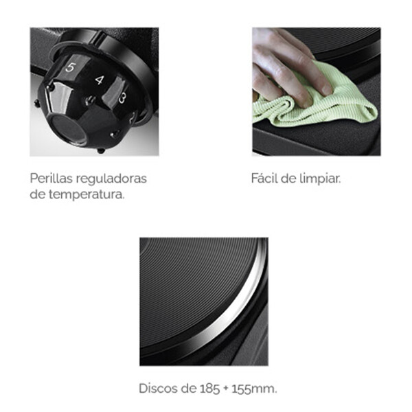 Anafe Doble Eléctrico Punktal Pk-pc 02 ANAFE ELECTRICO PUNKTAL PK-PC02 NEGRO