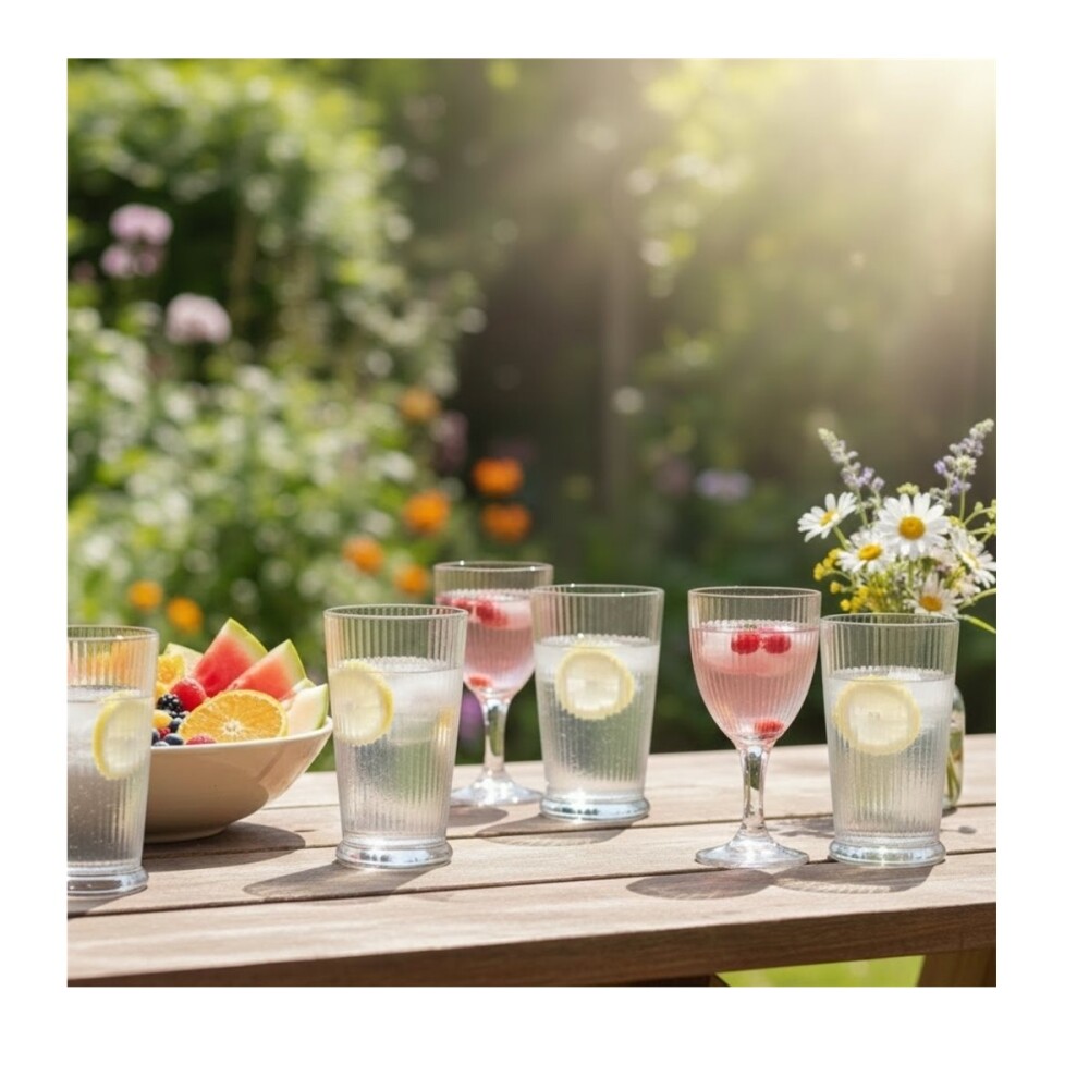 Vaso de Agua Selecta Acanalado 280 ml VASO DE AGUA DE VIDRIO 280ML INCOLORO ACANALADO