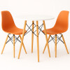 Juego de comedor Con Mesa Circular de 80cm + 2 Sillas Eames Naranja