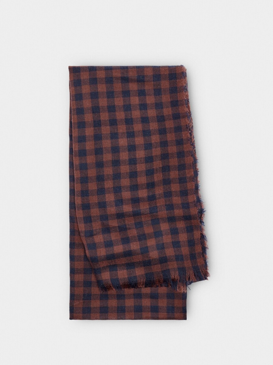 Pañuelo Jacquard A Cuadros Con Lana - teja 