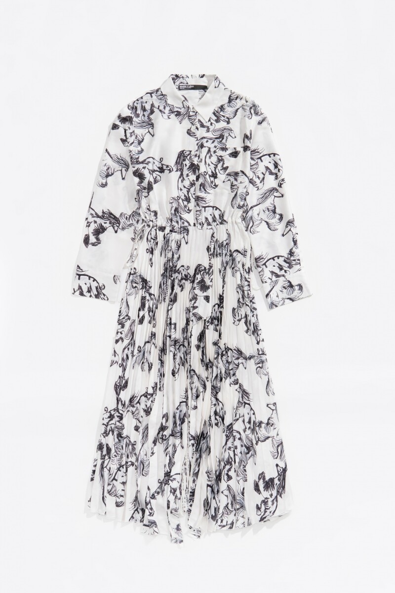 VESTIDO CAMISERO PLISADO Gris