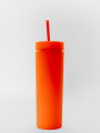 Vaso Con Tapa + Sorbito Beverly Alto Naranja