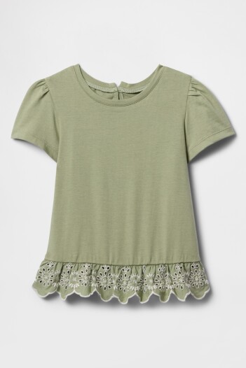 Remera Tunic Con Broderie Toddler Niña Desert Sage