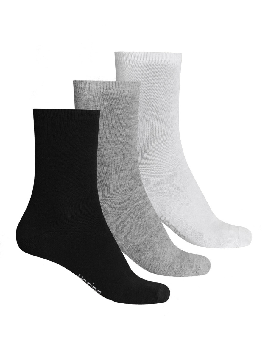 KIT DE 3 PARES DE MEDIAS CAÑO MEDIO - MULTICOLOR 