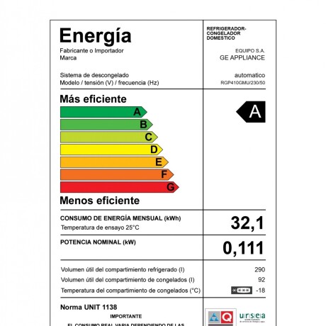 Heladera 382 Lts con Dispensador de Agua General Electric RGP410GMU Heladera 382 Lts con Dispensador de Agua General Electric RGP410GMU
