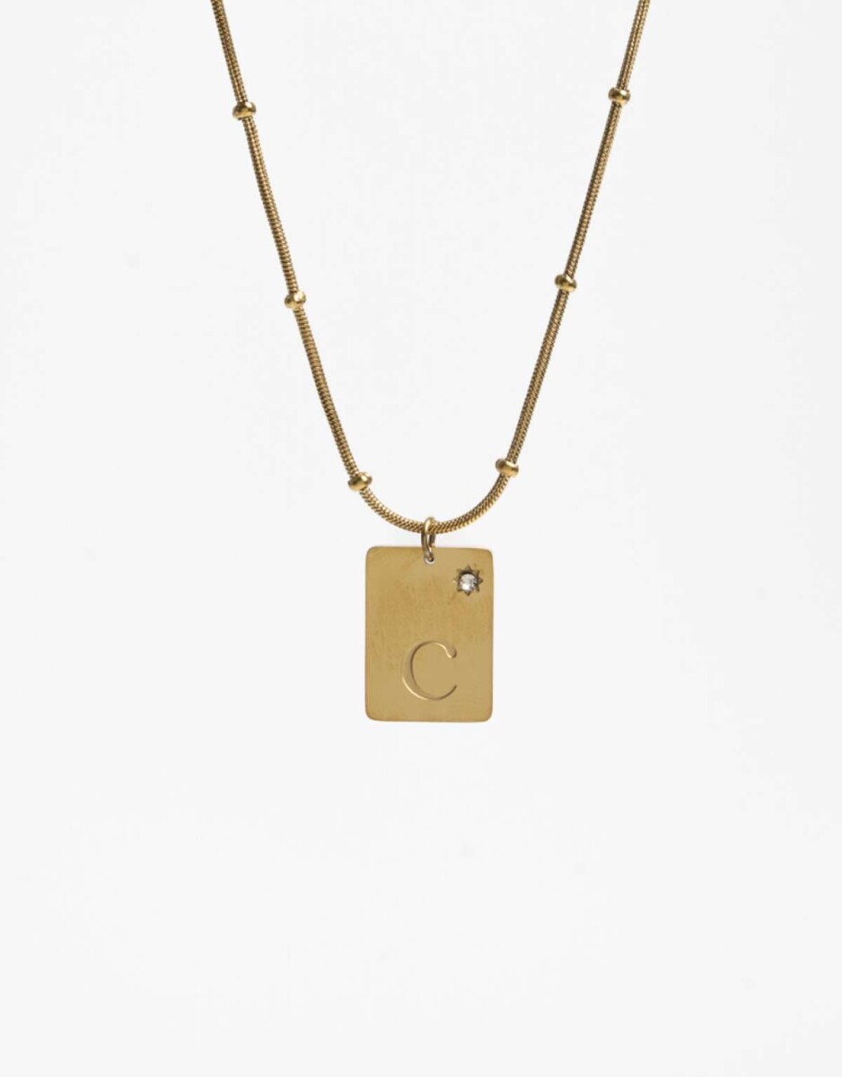 Cadena Corta Dije ''c'' Acero - Dorado 