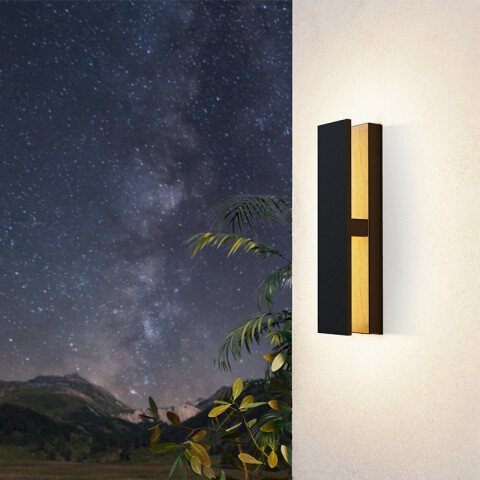 Aplique pared LED madera y alum.negro 11,7W cálida EG0487