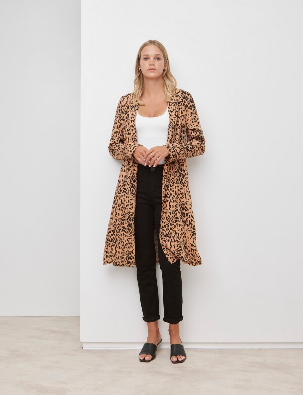 Falda larga animal print negro-tostado