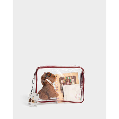 Set De Librería En Pouch Con Peluche Rojo Burdeaux