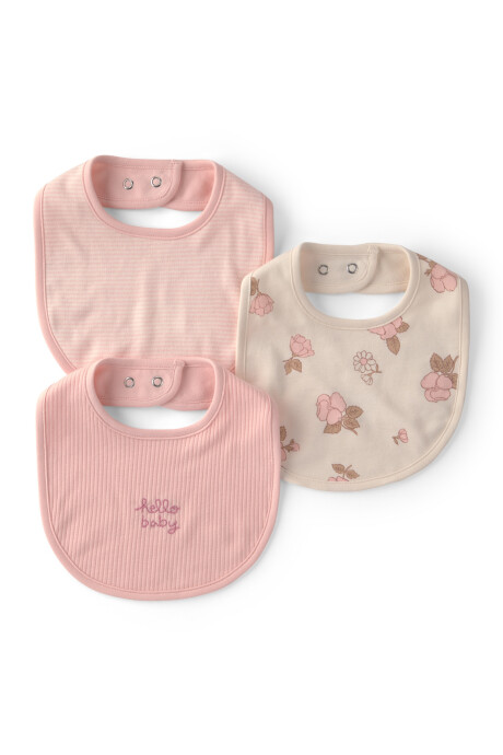 Pack tres baberos de algodón, rosado y crema Sin color