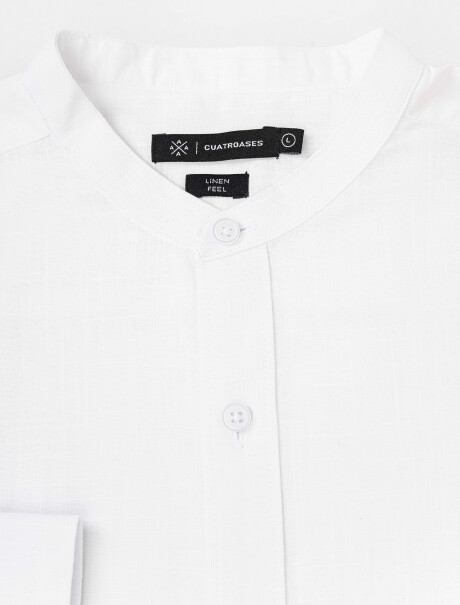 Camisa m/l efecto lino blanco