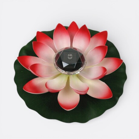 Flor De Loto Con Luz 28 cm Rojo