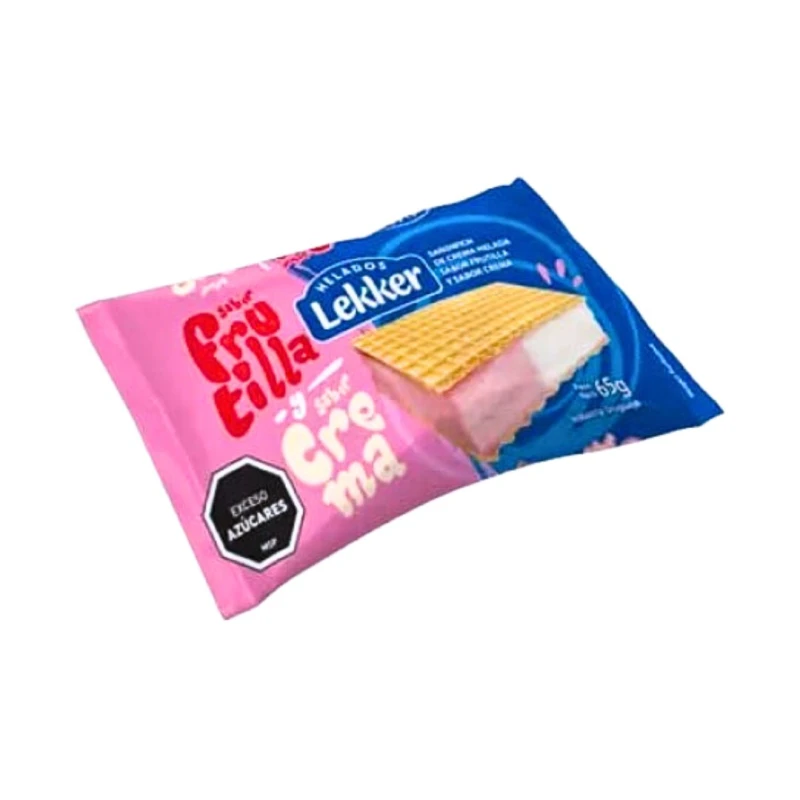 Helado Sandwich Frutilla y Crema Lekker - 65 g Helado Sandwich Frutilla y Crema Lekker - 65 g