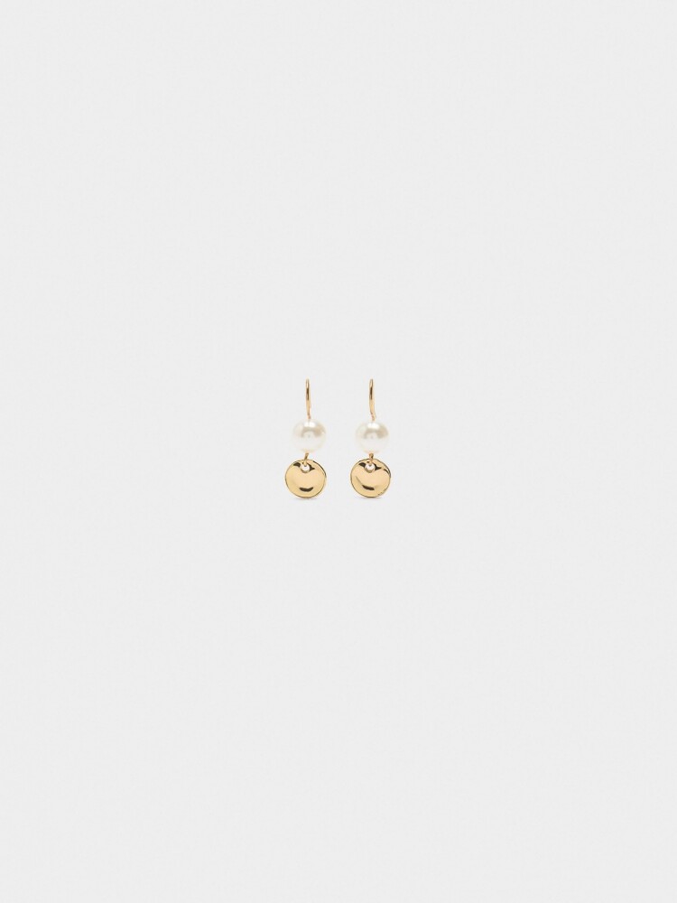 Pendientes De Perlas Y Medallas blanco