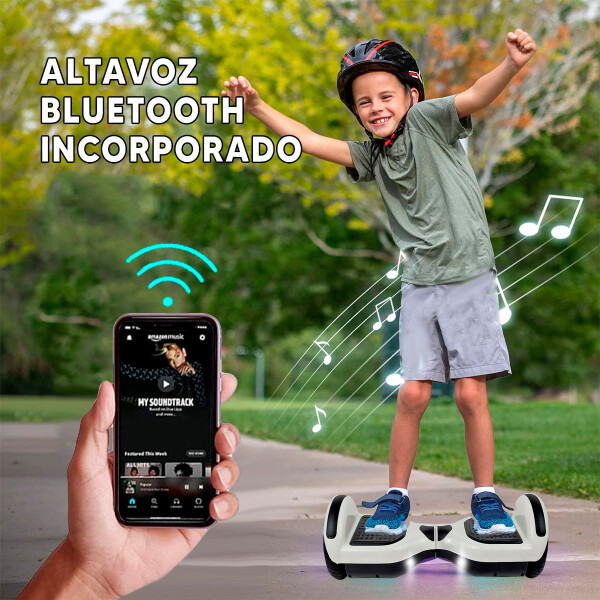Combo De Skate Eléctrico 6.5" Con Luces Y Bluetooth + Asiento Kart COMBO SILLA + SKATE BLANCO 18 (210006)