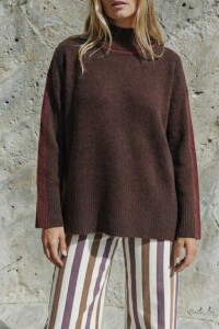 Polera Combinada Marrón Oscuro