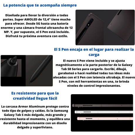 Tablet Samsung S8 Plus 128GB con S Pen y keyboard cover V01