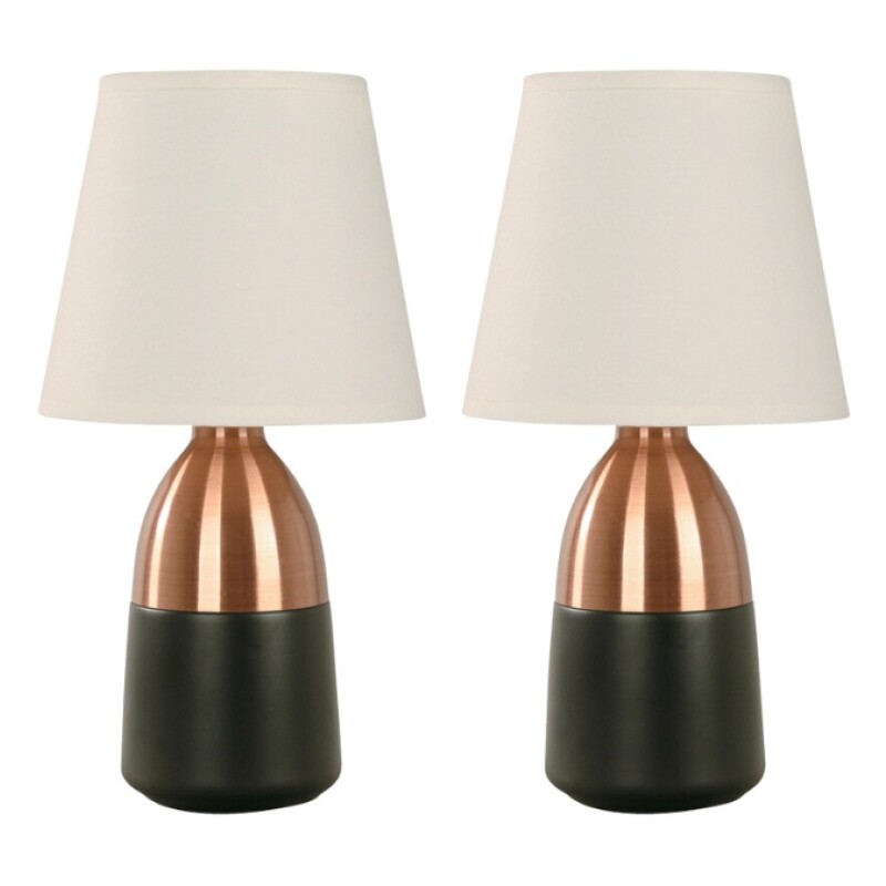 PACK VELADOR DE MESA MIMA NEGRO Y COBRE E27 PACK VELADOR DE MESA MIMA NEGRO Y COBRE E27
